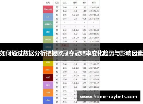 如何通过数据分析把握欧冠夺冠赔率变化趋势与影响因素